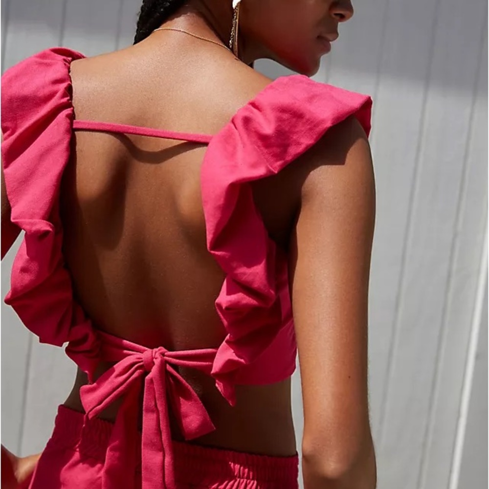 Anthropologie - Peixoto Jocelyn Pink Linen Crop Top - Picture 8 of 8